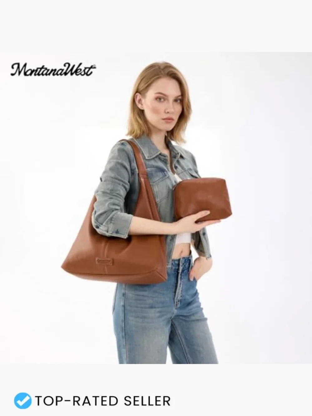 Slouchy Hobo Bag Soft Faux Leather Shoulder Handbag Tote With Pouch